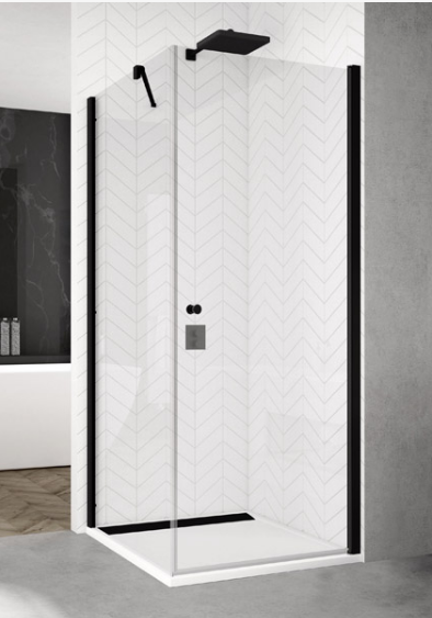 Sanswiss Solino Black Line drzwi otwierane jednoczęściowe 70 cm do wnęki lub ścianki czarny mat przeźroczyste SOL107000607