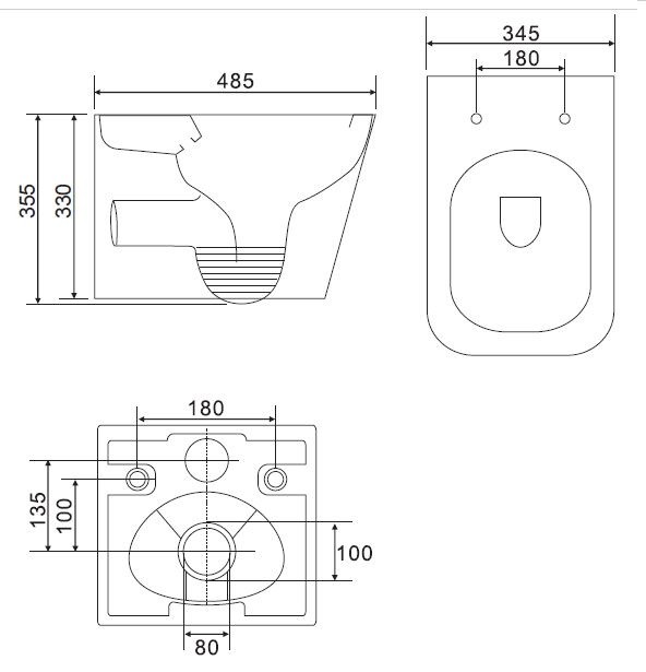 Omnires Fontana muszla wisząca bezkołnierzowa + deska wolnoopadająca FONTANAMWBP
