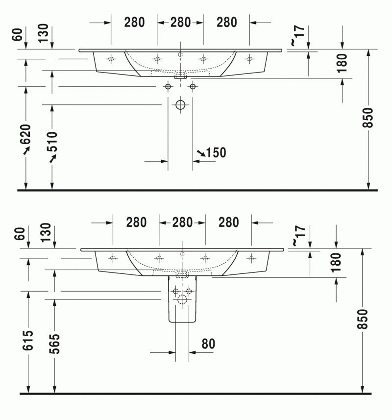 Duravit Me by Starck umywalka meblowa z przelewem, z jednym otworem pod baterię 123 cm 123x49 biały jedwabny mat 2336123200