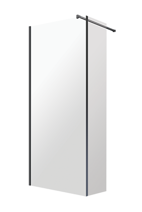 Omnires Marina kabina typu Walk-In ze ścianką boczną 120 cm L/P czarny połysk przeźroczyste Easy Clean MA1230BLTR