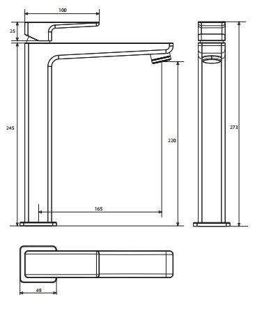 Omnires Parma bateria umywalkowa stojąca wysoka czarny mat PM7412BL