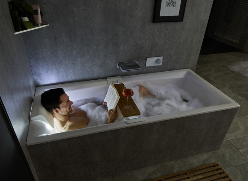 Riho Still Square LED wanna prostokątna lewa 170x75 z oświetleniem LED, zagłówkiem i syfonem akryl BR0200500K00131