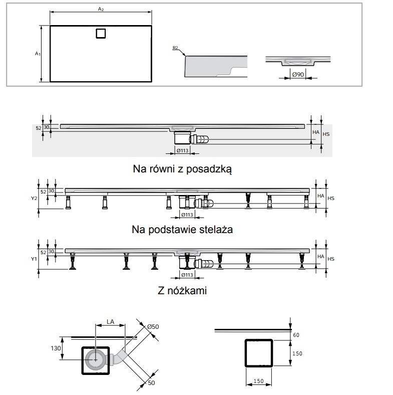 Huppe EasyFlat brodzik prostokątny 180x100 konglomerat biały połysk EF0120055