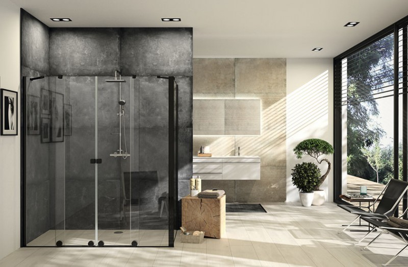 Huppe Xtensa Pure Black Edition ścianka boczna 80 cm czarny mat przeźroczyste Anti-Plaque XT0306.123.322