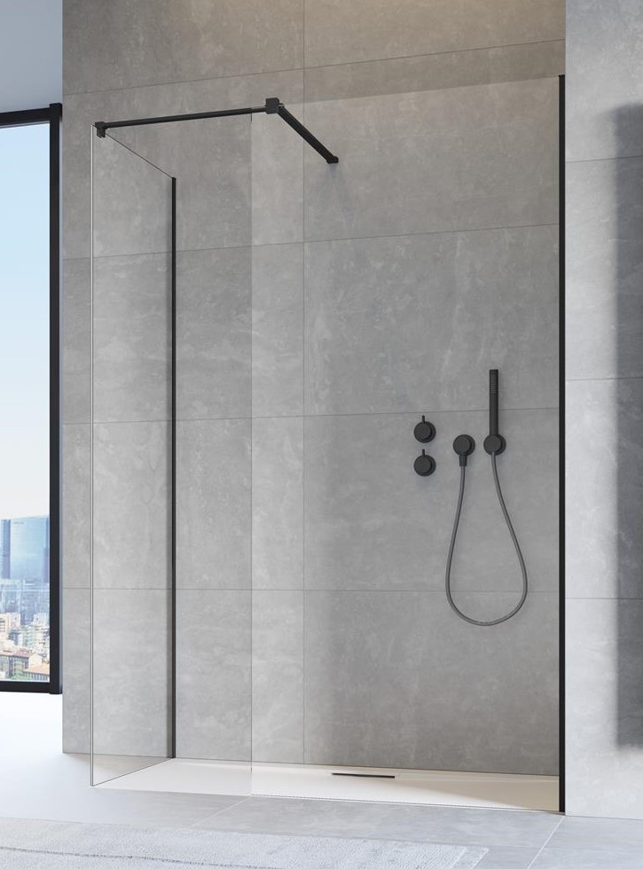 Radaway Modo New Black III kabina typu Walk-In 100x60 czarny przeźroczyste Easy Clean 389104-54-01+389064-54-01+389000-54