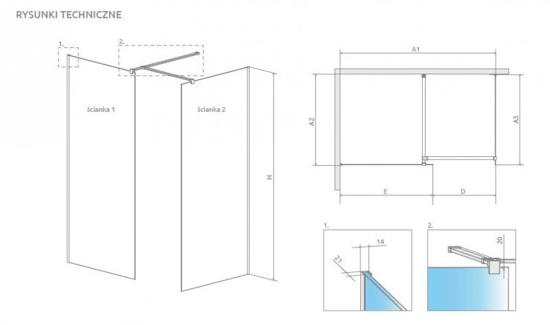 Radaway Modo New Black III kabina typu Walk-In 130x90 czarny przeźroczyste Easy Clean 389134-54-01+389094-54-01+389000-54