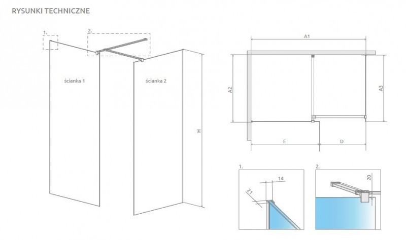 Radaway Modo New Black III kabina typu Walk-In 90x70 czarny przeźroczyste Easy Clean 389094-54-01+389074-54-01+389000-54