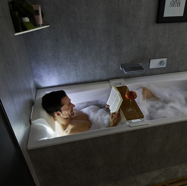 Riho Still Square LED wanna prostokątna 180x80 z oświetleniem LED, zagłówkami i syfonem akryl BR0100500K00132