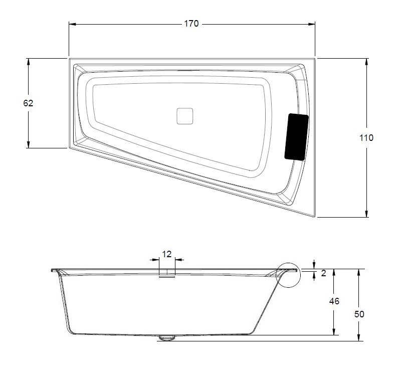 Riho Still Smart wanna asymetryczna lewa 170x110 z syfonem akryl BR04
