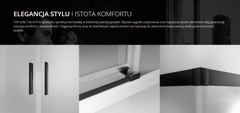 Sanswiss Top Line Black Line kabina prostokątna 140x120 drzwi LEWE 140 cm i ścianka 120 cm czarny mat przeźroczyste TLS2G1400607+TOPF21200607