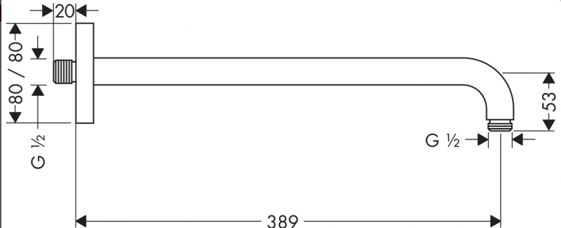 Hansgrohe ramię prysznicowe 389mm chrom 27446000