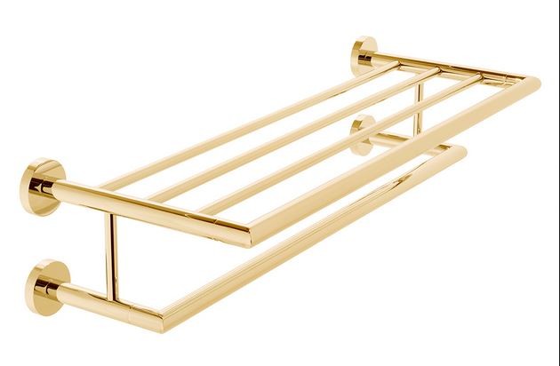 Vado Spa półka na ręczniki z relingiem złoto polerowane IND-SPA185B-BG