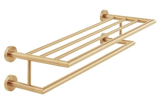 Vado Spa półka na ręczniki z relingiem złoto szczotkowane IND-SPA185B-BRG