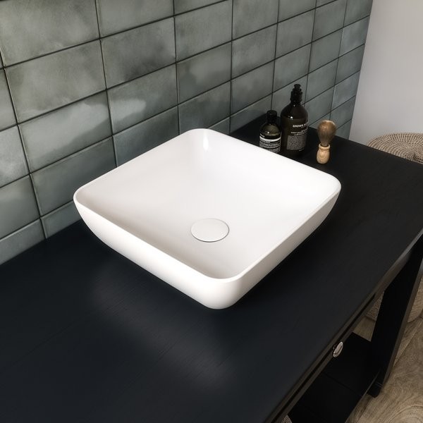 Ravak Uni Slim 380 S umywalka stawiana na blat 38x38 cm cienki rant XJX01138001