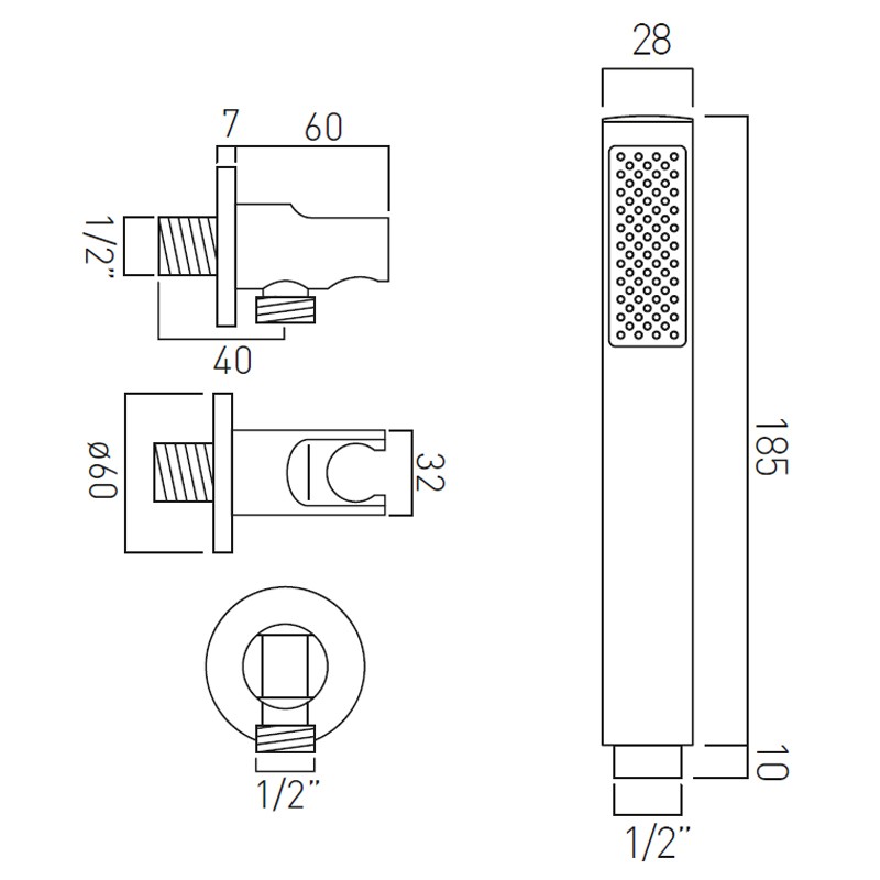 Vado Zoo Individual zestaw prysznicowy punktowy z przyłączem kątowym złoto szczotkowane IND-SFMKWO/RO-BRG