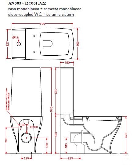 Artceram Jazz muszla do WC kompaktu odpływ uniwersalny biały JZV0030100