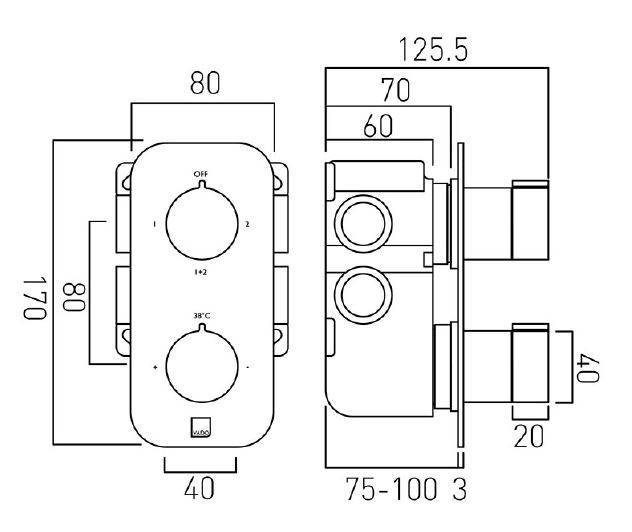 Vado Tablet bateria termostatyczna podtynkowa 2-drożna nikiel szczotkowany IND-T148/2-ALT-BRN