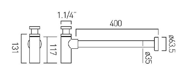 Vado syfon umywalkowy ozdobny złoto szczotkowane IND-461/UK-1.1/4-BRG