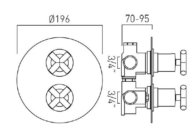 Vado Elements Water termostatyczna bateria podtynkowa 2-drożna złoto szczotkowane IND-ELE148D/2-BRG