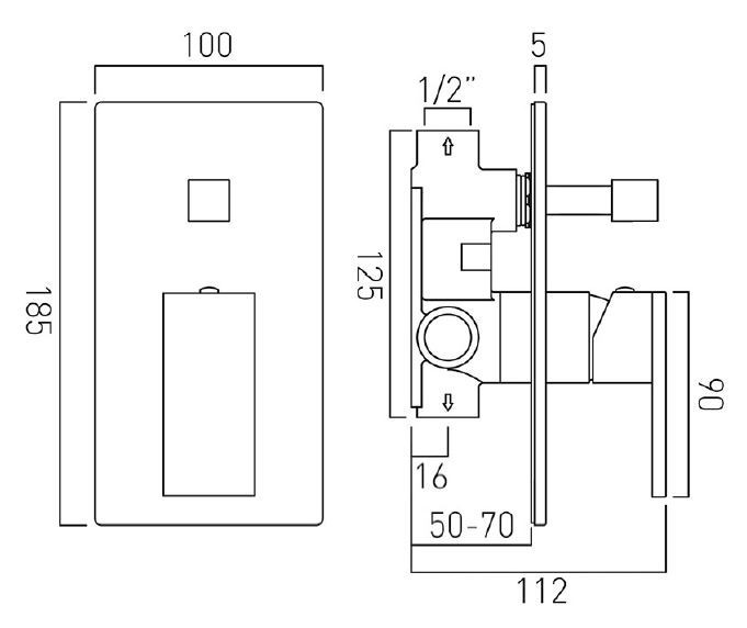 Vado Notion bateria wannowo-prysznicowa podtynkowa złoto szczotkowane IND-NOT147A-BRG