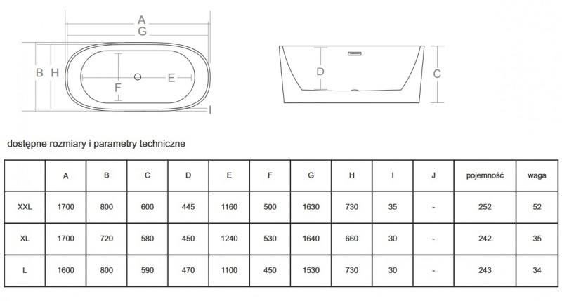 Corsan Salina wanna wolnostojąca 160x75 biała E-026L