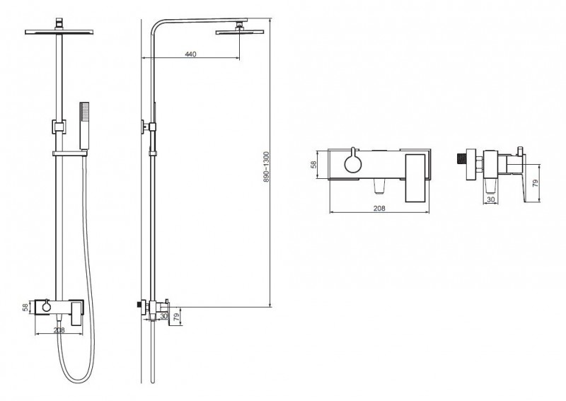 Omnires Parma zestaw prysznicowy z deszczownicą chrom PM7444CR