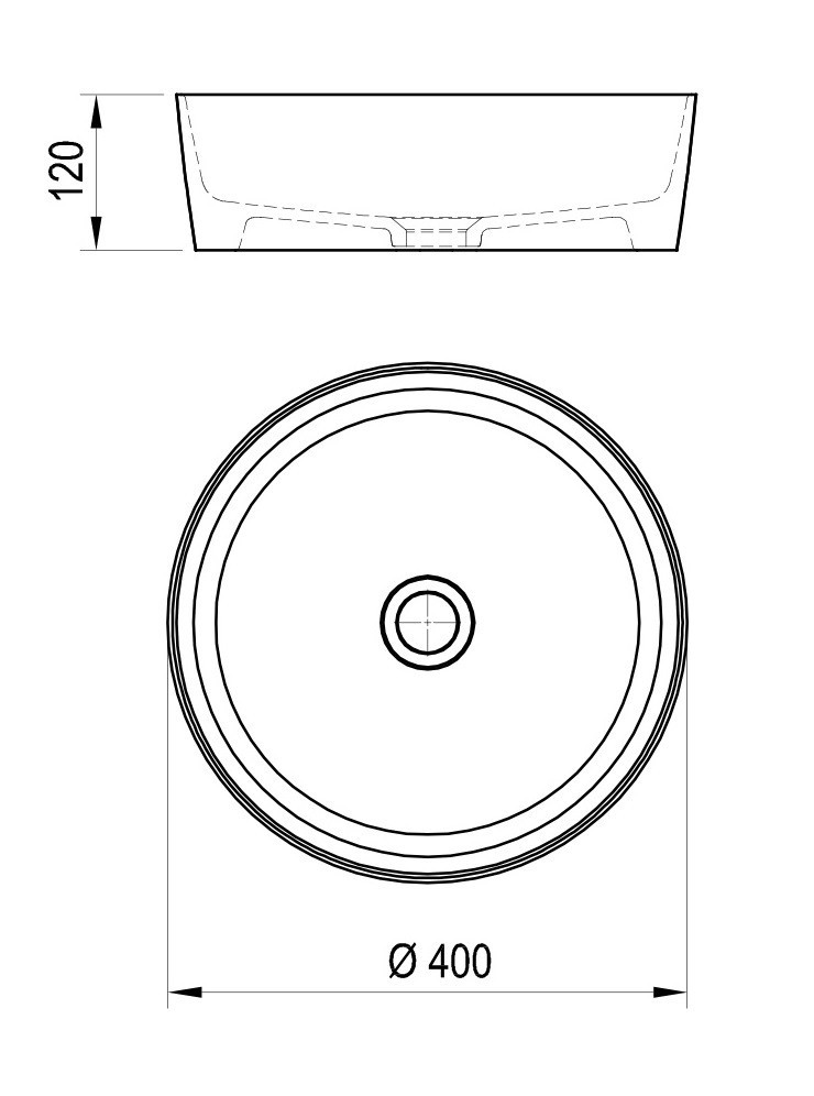 Ravak Uni Slim 400 umywalka stawiana na blat 40x40 cm cienki rant XJX01140002