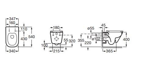 Roca Nexo Rimless muszla wisząca + deska wolnoopadająca slim A34H64L000