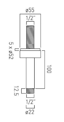 Vado Individual ramię sufitowe do deszczownic 100 mm nikiel szczotkowany IND-CMA/RO/4IN-BRN
