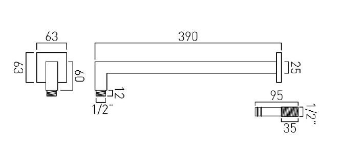 Vado Individual ramię ścienne do deszczownic 390 mm nikiel szczotkowany IND-EFSA/SQ-BRN