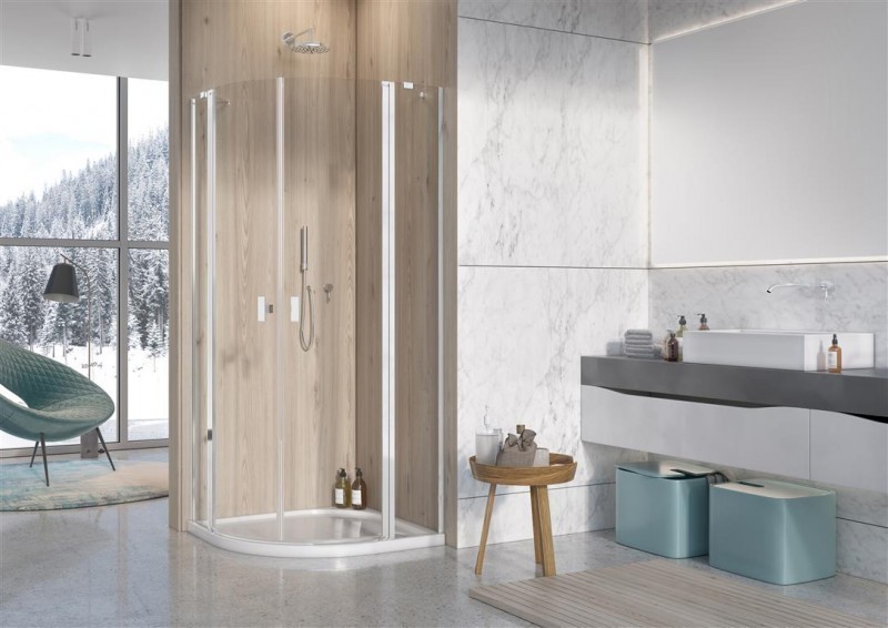 Radaway Nes PDD II kabina półokrągła 100Lx90R drzwi otwierane chrom przeźroczyste Easy Clean 10030100-01-01L+10030090-01-01R