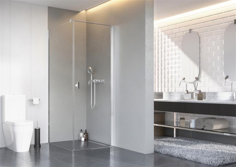 Radaway Nes KDJ I kabina kwadratowa 90x90 drzwi otwierane PRAWE 90 i ścianka 90 chrom przeźroczyste Easy Clean 10022090-01-01R+10039090-01-01