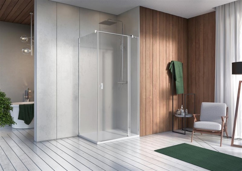 Radaway Nes KDJ II kabina prostokątna 90x75 drzwi otwierane PRAWE 90 i ścianka 75 chrom przeźroczyste Easy Clean 10032090-01-01R+10039075-01-01