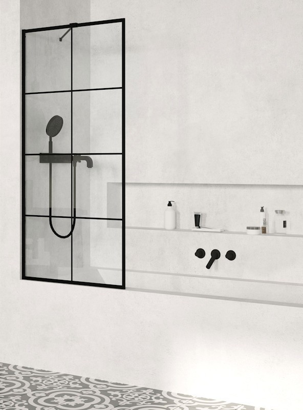 Radaway Modo New Black PNJ Factory parawan nawannowy jednoczęściowy 60 cm L/P czarny przeźroczyste Easy Clean 10006060-54-55