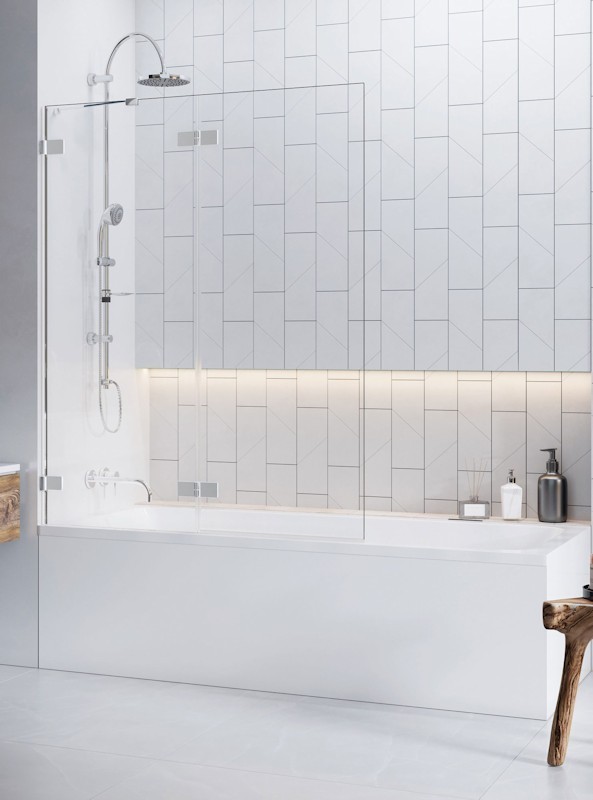 Radaway Euphoria PND parawan nawannowy dwuczęściowy 130 cm lewy chrom przeźroczyste Easy Clean 10008130-01-01L