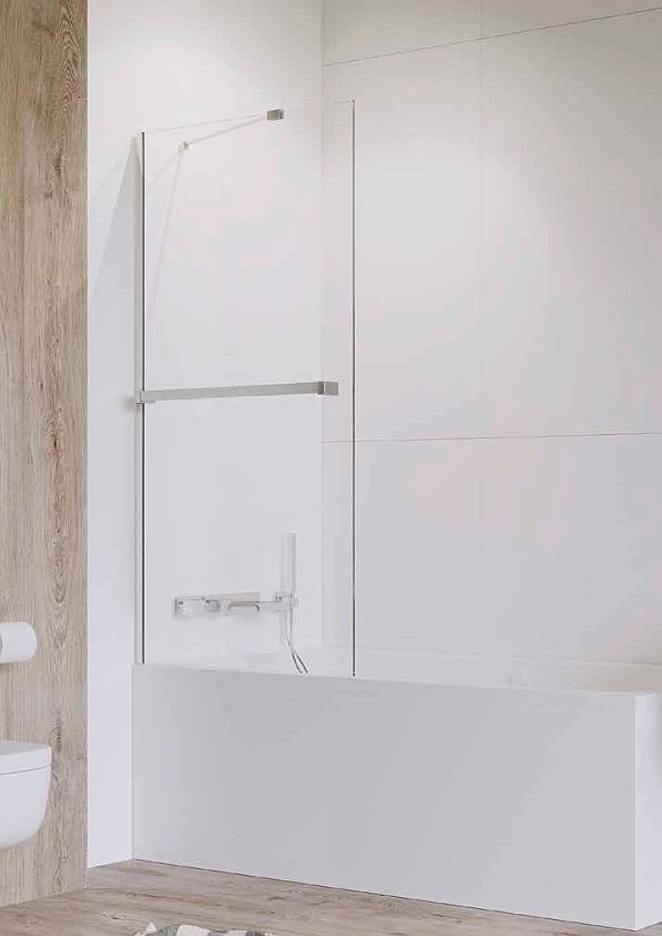 Radaway Idea PNJ parawan nawannowy jednoczęściowy z wieszakiem 100 cm L/P chrom przeźroczyste Easy Clean 10001100-01-01W