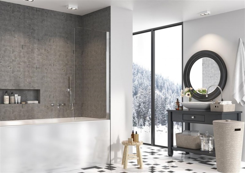 Radaway Nes PNJ parawan nawannowy jednoczęściowy 70 cm prawy chrom przeźroczyste Easy Clean 10011070-01-01R