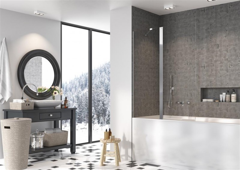 Radaway Nes PND II parawan nawannowy dwuczęściowy 140 cm lewy chrom przeźroczyste Easy Clean 10009140-01-01L