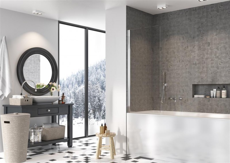 Radaway Nes PNJ parawan nawannowy jednoczęściowy 60 cm lewy chrom przeźroczyste Easy Clean 10011060-01-01L