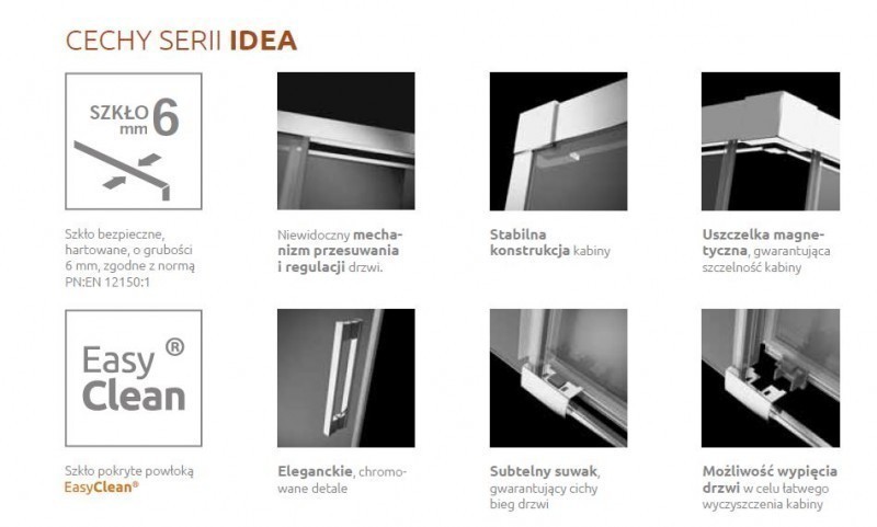 Radaway Idea PN DWJ+S zabudowa 180x80 parawan drzwi 180 cm prawe + ścianka 80 cm chrom przeźroczyste Easy Clean 10042180-01-01R+10005080-01-01L