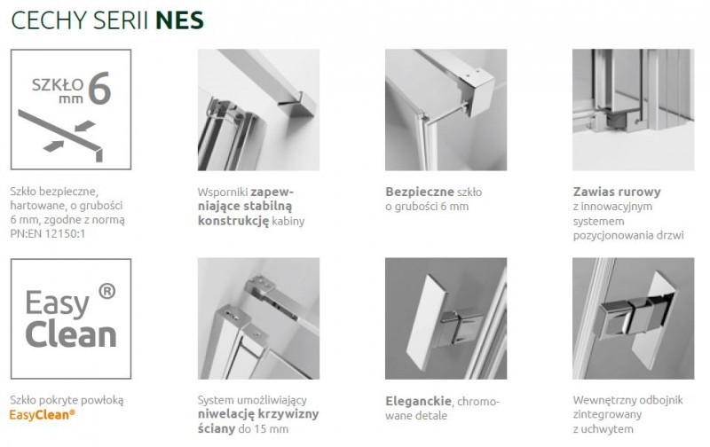 Radaway Nes PNJ parawan nawannowy jednoczęściowy 60 cm lewy chrom przeźroczyste Easy Clean 10011060-01-01L
