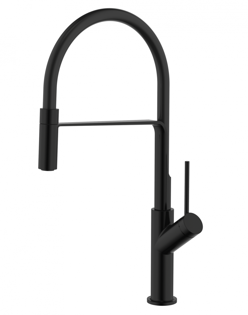 Omnires Vita bateria zlewozmywakowa z wyciąganą wylewką czarny mat VI6350BLBL