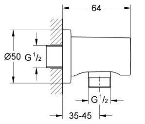Grohe Rainshower przyłącze kątowe węża czarny Hard Graphite 27057A00