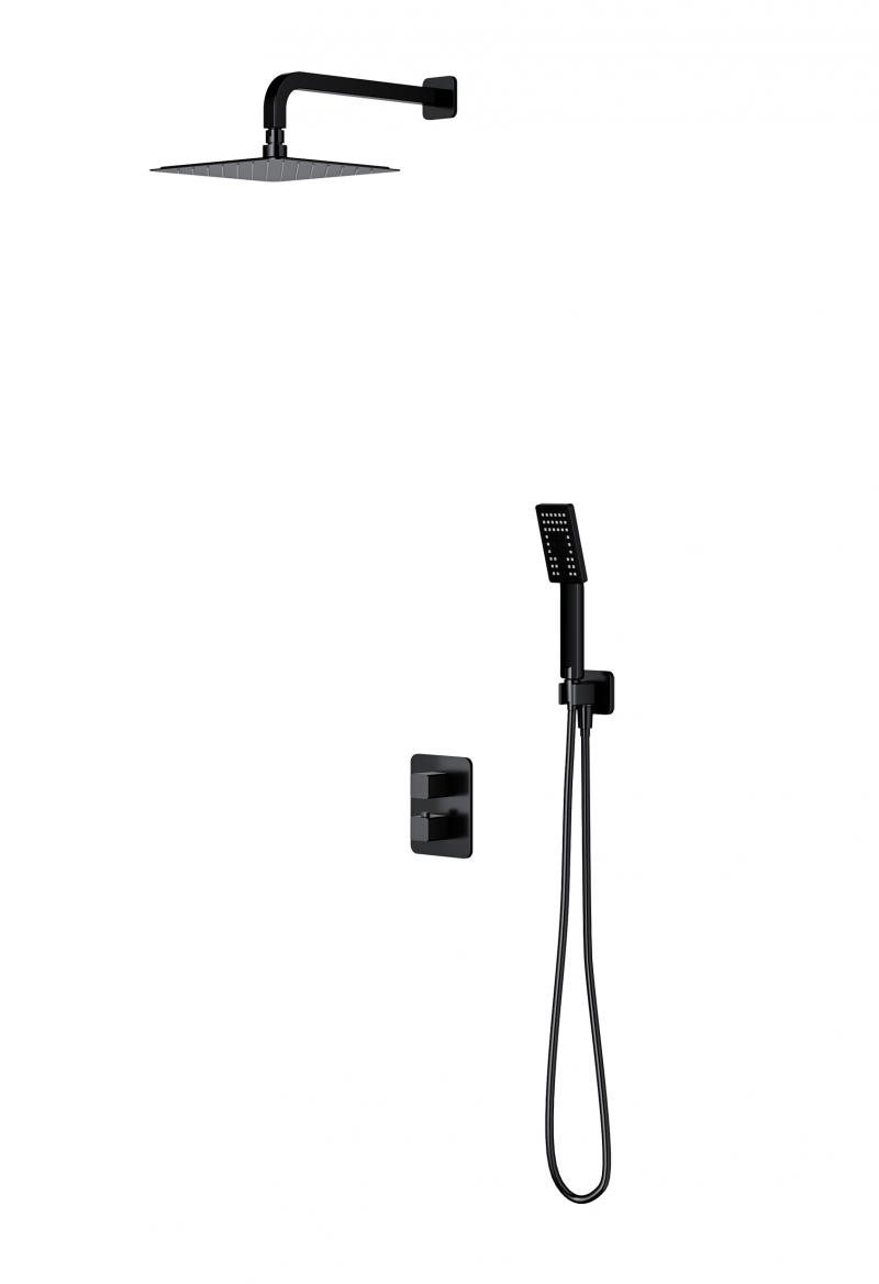 Omnires Parma termosatyczny system prysznicowy podtynkowy czarny matowy SYSPM11BL