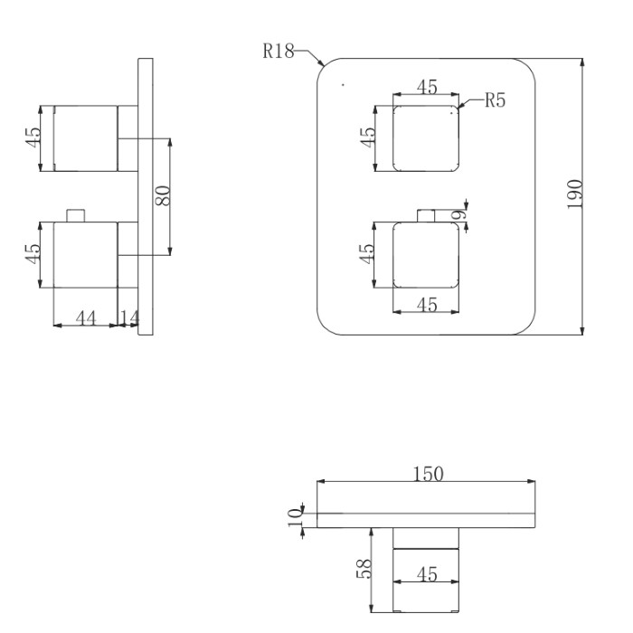 Omnires Parma termostatyczna bateria wannowo-prysznicowa podtynkowa czarny mat PM7436BL