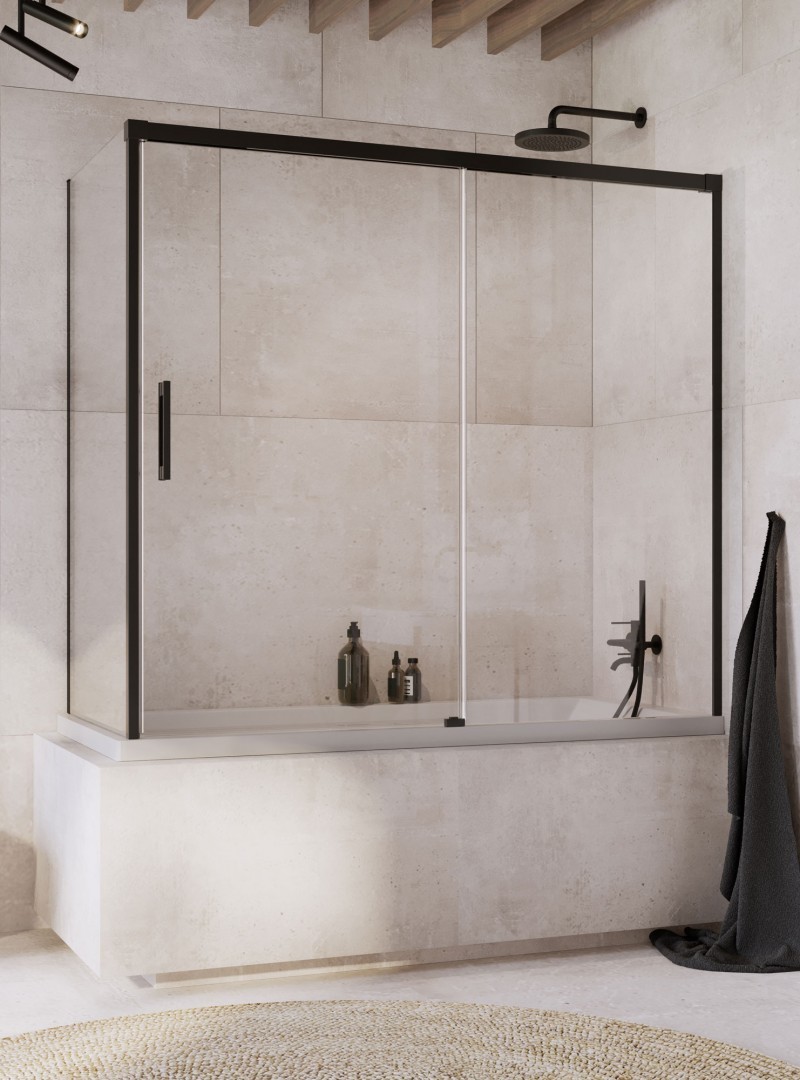 Radaway Idea Black PN DWJ+S zabudowa 140x80 parawan drzwi 140 cm prawe + ścianka 80 cm czarny przeźroczyste Easy Clean 10042140-54-01R+10005080-54-01L