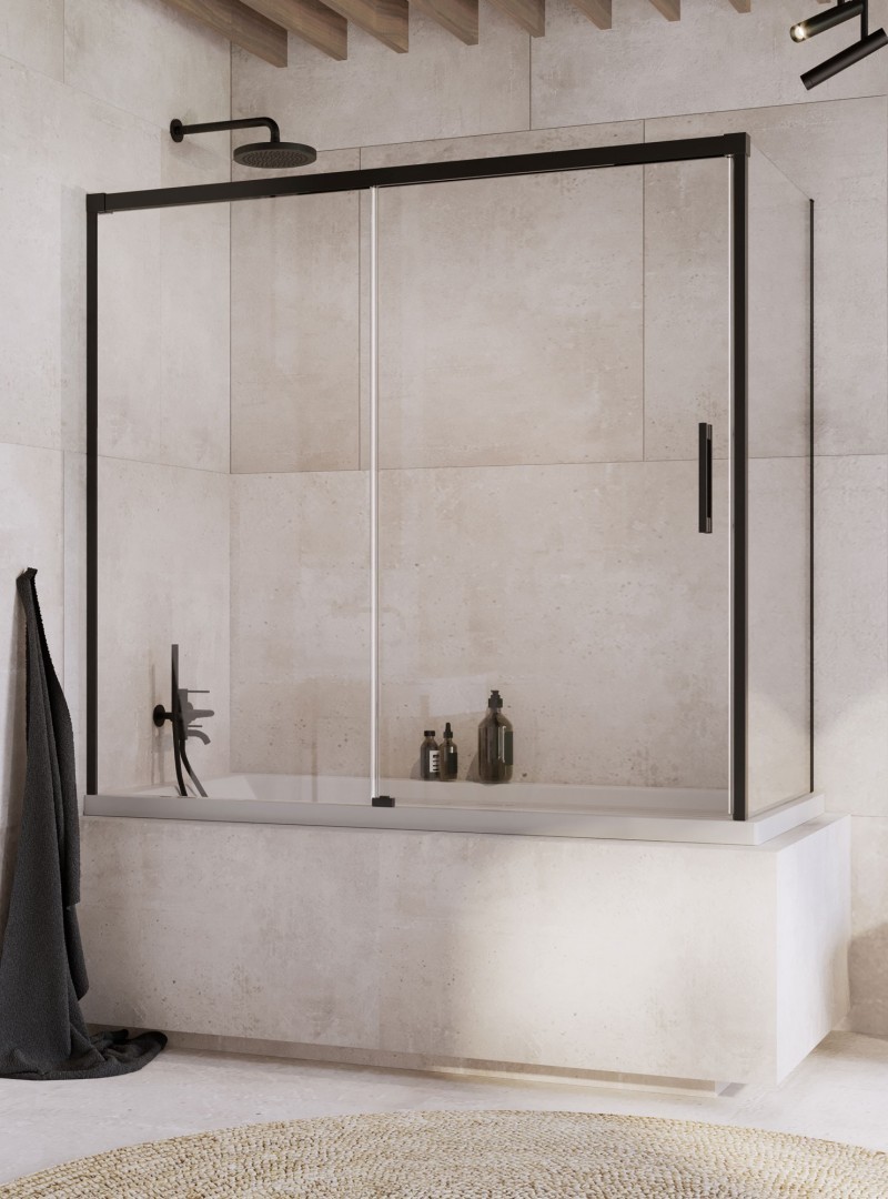 Radaway Idea Black PN DWJ+S zabudowa 160x80 parawan drzwi 160 cm lewe + ścianka 80 cm czarny przeźroczyste Easy Clean 10042160-54-01L+10005080-54-01R