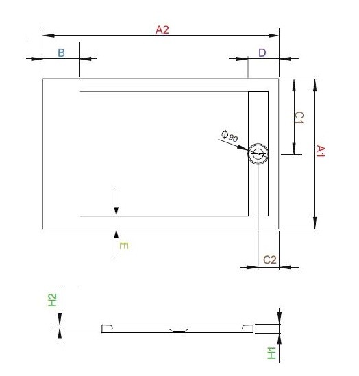 Radaway Teos F Stone brodzik prostokątny płaski 90x80 cm konglomerat efekt kamienia biały HTF9080-04