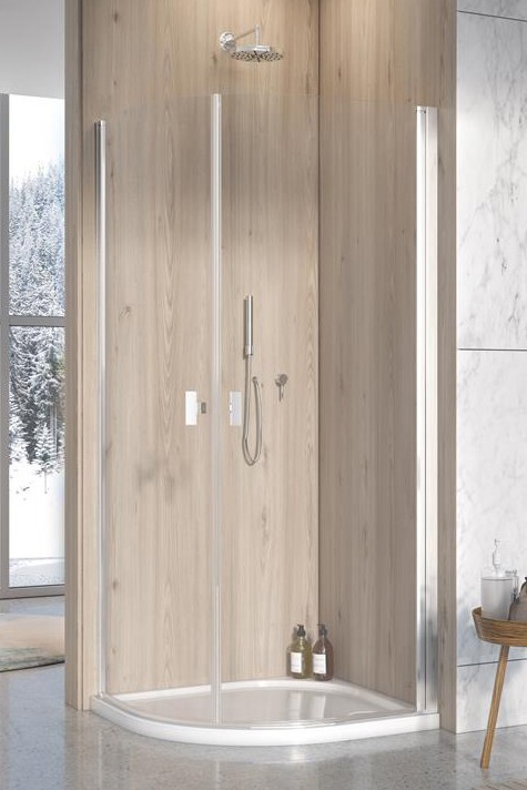 Radaway Nes PDD I kabina półokrągła 90x90 drzwi otwierane chrom przeźroczyste Easy Clean 10020090-01-01L+10020090-01-01R