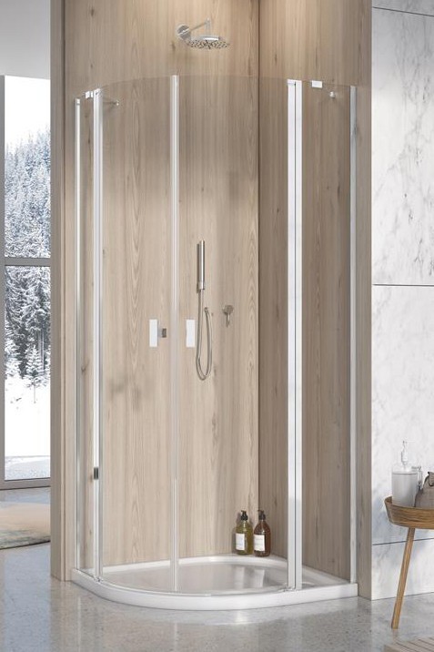 Radaway Nes PDD II kabina półokrągła 100Lx80R drzwi otwierane chrom przeźroczyste Easy Clean 10030100-01-01L+10030080-01-01R